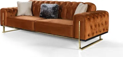 Obrázok produktu pre Luxusná 3-miestna pohovka Chesterfield Hnedá koňaková Pohovky Čalúnenie Textilné pohovky