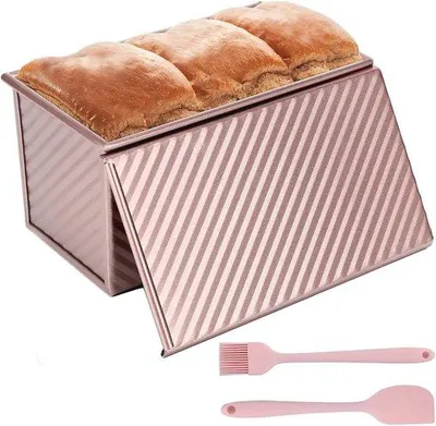 Productafbeelding van Anti-aanbak Broodvorm met Deksel - 450 g Deegvorm van Koolstofstaal voor Brood en Taart (21 x 11 x 11,5 cm)