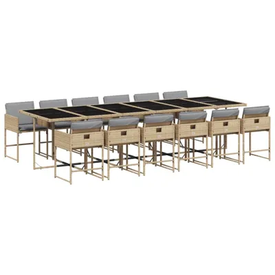 Produktbild von vidaXL 13-tlg. Garten-Essgruppe mit Kissen Beigemischung Poly Rattan