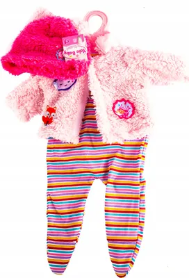 Produktbild von Buntes Puppenkleidung Set Strampler & Felljacke für 40-45cm Puppen - Weiches Outfit