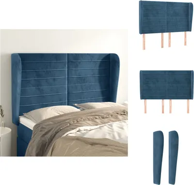 Produktbild von vidaXL Kopfteil mit Ohren Dunkelblau 147x23x118/128 cm Samt -  Kopf- & Fußenden