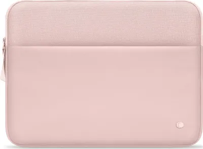A pink laptop sleeve is shown against a white background.