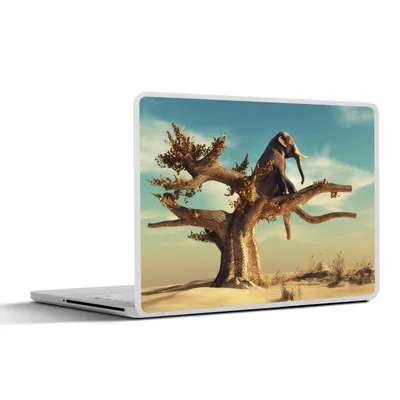 Produktbild von MuchoWow® Laptop Aufkleber Sticker Cover Elefant - Baum - Natur - Wüste 36.5x27.5 cm - Laptop-Sticker