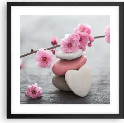 Produktbild von Gerahmtes Poster - Schwarzer Rahmen - Yoga weiblich Blume Gesundheit - 40x40 cm - Wand Bild - Wanddeko - Wandbilder - Wandposter - Bilderrahmen - Bilder - Kunstdruck - Wandbild - P2BAC40x40-3178