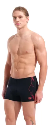 Productafbeelding van Arena GRAPHIC zwemshort voor heren, zwart met fel koraal. (Modelnummer: 6)