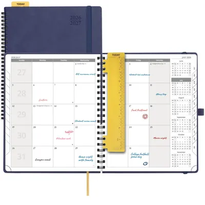 Monatsplaner 2026-2027, 26,5x21,5 cm, 18 Monate, Marineblau