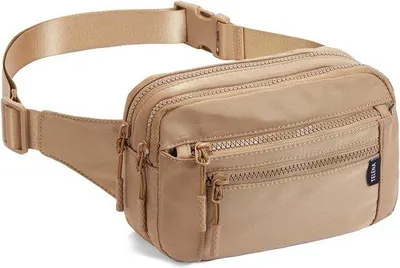 Produktbild von Unyqoos® Uni Gürteltasche aus wasserabweisendem Polyester, 21 x 6,5 x 15 cm, verstellbarer Riemen, 4 Reißverschlussfächer, 5 Kartenfächer