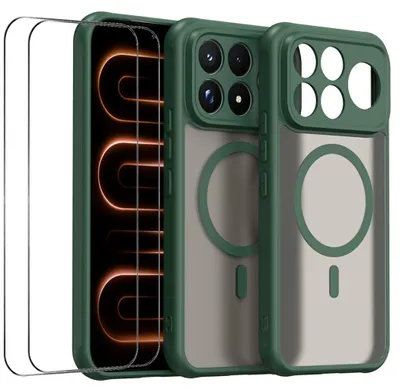 Produktbild von MagSafe Hülle + 2x Schutzglas für Xiaomi Poco F9 Ultra 5G Kameraschutz Grün