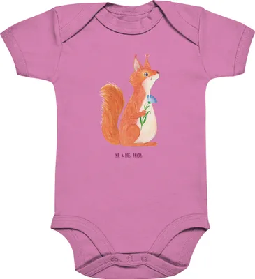 Produktbild von Mr. & Mrs. Panda babykleidung body Eichhörnchen Blume 3. - 6. Monat - Bubble Gum Pink - Geschenk, Strampler Baby, Lachen, Babybody, glücklich Spruch, Motivation Sprüche