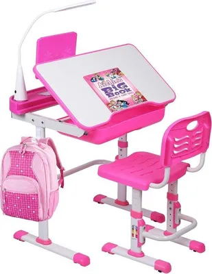 Productafbeelding van Verstelbaar Kinderbureau en Stoelset met LED-licht en Kantelbaar Bureaublad