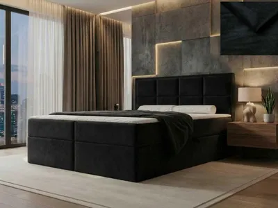 Produktbild von Boxspringbett ELCONARO 120 x 200 Topper 5 cm Magic Velvet 2219 Black