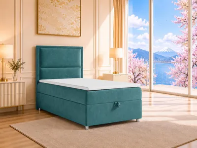 Produktbild von Best for Home Boxspringbett mit Bettkasten Trinity K11-SINGLE 90x200 Bonellfederkern inkl. Topper - Turkis
