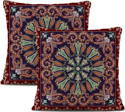 Obrázok produktu pre 2-balenie obliečok na vankúše Plyšové vlákno 45 cm X 45 cm, Dekoračný poťah na vankúš, Mandala, Bohémsky, Boho dekor, Hippie, Retro etno vankúš na gauč, spálňu, obývaciu izbu, farmu