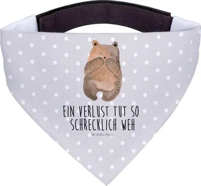 Produktbild von Mr. & Mrs. Panda Hundehalstuch Bär Verlust - Grau Pastell - Geschenk, Hunde Halstuch, Hund, Für, Teddy, Trauer Trauergeschenk Traurig Trösten Trost Liebeskummer