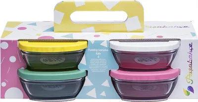 Obrázok produktu pre Pasabahce 4x 310ml sklenené misky s viečkami Misky na puding Misky na dezert Sklenená miska
