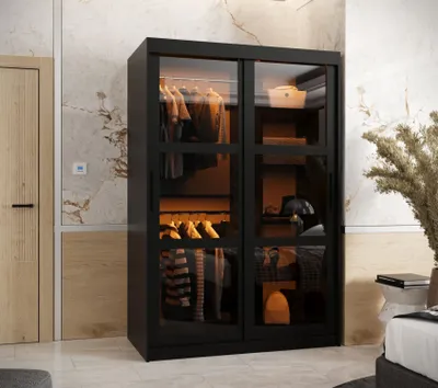Produktbild von Kleiderschrank KATIE 3 - 120 cm, schwarz / schwarz