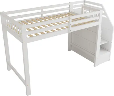 Produktbild von Hochbett, Bett mit Lattenrost (ohne Matratze), Weiß, 90x200cm