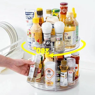 Immagine prodotto di Portaspezie girevole a 2 piani - Organizzatore per la cucina - Trasparente - 23 cm
