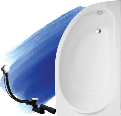 Produktbild von BADLAND Eckbadewanne Badewanne Miki RECHTS 145x85 mit Ablaufgarnitur und Füßen GRATIS ohne Verkleidung