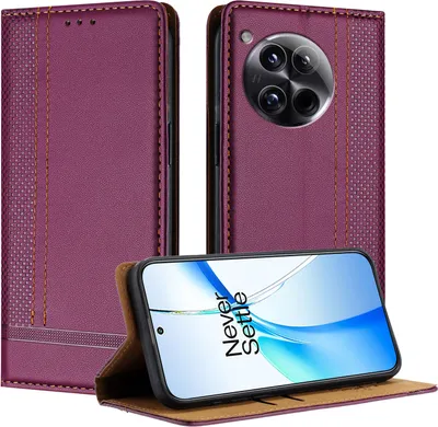 Obrázek produktu pro Pouzdro pro OnePlus 12 kožené flipové pouzdro s funkcí stojánku Fialová