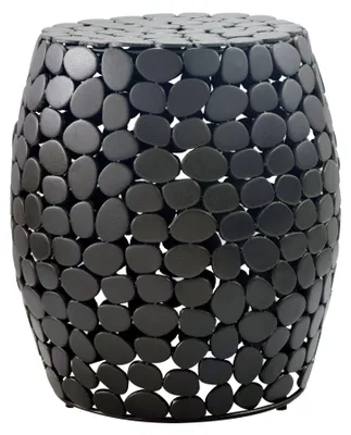Beistelltisch Alu rund 40cm Schwarz mit Anti-Rutsch-Noppen in Gesamtansicht von vorne.