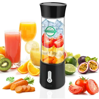 Produktbild von OKWISH 500ml Tragbarer Mixer für Smoothies und Shakes,Mixer Smoothie Maker To Go,Mini Standmixer Tragbar mit 6-Klingen Edelstahl,Wiederaufladbarem Typ-C Portable Blender Mixer Shaker Slushy Maker ,Schwarz