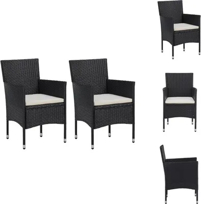 Image de vidaXL Chaises de jardin 2 pcs. Poly Rotin Noir - Chaises de jardin