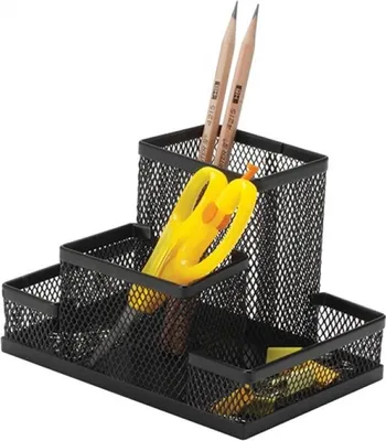 Obrázek produktu pro Czarny przybornik na biurko z 4 przegródkami