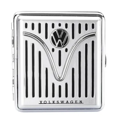 Produktbild von VW ZIGARETTENETUI für 20 Zigaretten aus Metall Volkswagen Zigarettenbox Zigarettendose Box Dose Hardcase Etui Case 49 (Silber-Schwarz)