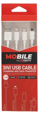 Immagine prodotto di Cavo Einparts 3-in-1 da 12 m, 3 A, da Micro USB a Lightning e USB-C per la ricarica
