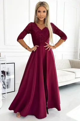 Productafbeelding van Numoco dames feestjurk Amber, bordeauxrood, maat M