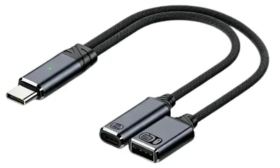 Productafbeelding van USB C OTG-adapter, splitter, kabel 1 naar 2 met PD 100 W en USB 2.0 480 Mbps