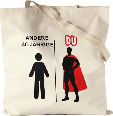 Produktbild von Andere 40-Jährige Du Jutebeutel Stoffbeutel Canvas  Geburtstagsgeschenk zum 40. Lustige Geschenkidee Superheld