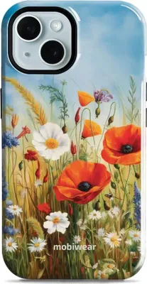 Produktbild von Handyhülle für iPhone 15, Mobiwear Elite Pro, Wiesenblumen
