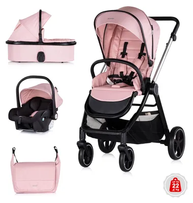 Produktbild von Chipolino Kombikinderwagen 3 in1 Marbella Fußabdeckung Einlage i-Size Babyschale rosa