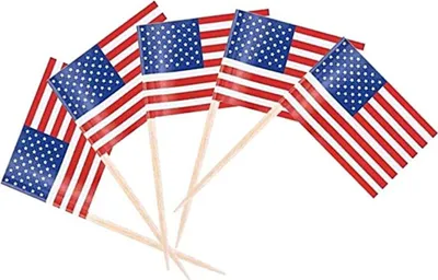 Immagine prodotto di 100 decorazioni a forma di bandiera, ideali per feste di compleanno, eventi a tema patriottico, fai da te. Perfette per decorare o come segnaposto. Paese/Nazione: Stati Uniti. Colore: USA