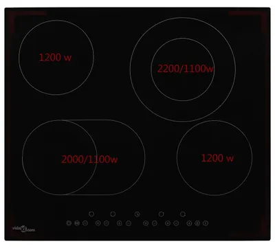 Immagine prodotto di vidaXL Piano cottura in vetroVetroceramica con 4 piastre Touch Control 6600 W