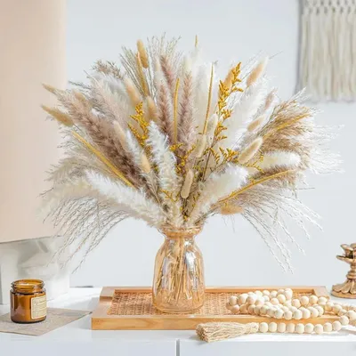 Image de Décoration automnale : 120 brins de pampa artificielle, fleurs séchées
