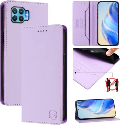 Produktbild von Lederhülle für Oppo F17 Pro/A93 4G Hülle Flip Brieftasche Kartenfächern Ständer Schutzhülle Violett