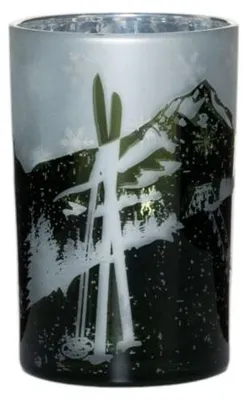 Image de Porte-bougie "Teelichthalter" Ski, vert, grand, 18 cm