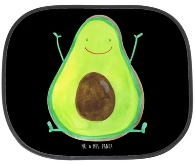 Produktbild von Mr. & Mrs. Panda Sonnenschutz Auto Avocado Glücklich - Schwarz - Geschenk, Frucht, für, Freude, Fürs, Sonnenblende, hitzeschutz, Chaos