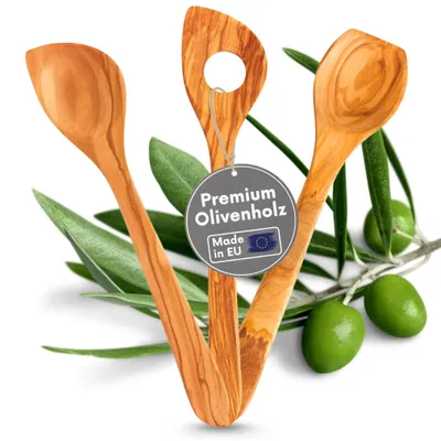 Produktbild von 3-teiliges Kochlöffelset aus Olivenholz