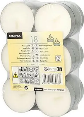 Produktbild von Papstar Maxi Lichte Ø 59 mm · 22 mm weiß, 8 x 18 Stück