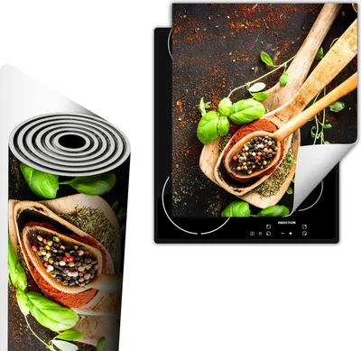 Immagine prodotto di Piastra copriforno 45x52 cm Coperchio per piano cottura in ceramica Tappetino antiscivolo Roll-up, spezie Colorato