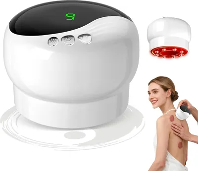 Produktbild von Lymphdrainage-Massagegerät, 9 Temperaturstufen + 9 Saugstufen, kabelloses Schabegerät zur Muskelentspannung, tragbares Schröpfmassagegerät