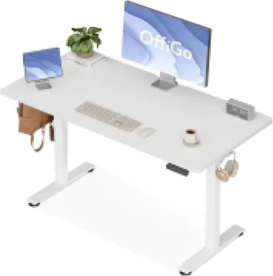 Produktbild von Höhenverstellbarer Schreibtisch - Elektrisch - 120 cm - Memory-Funktion - Ergonomisches Design - Kopfhörerhaken - Weiß