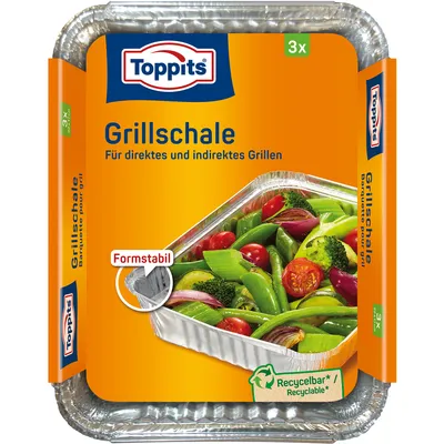 Immagine prodotto di Toppits 2802935001 3 Toppits Aluschalen Grillschale 17,0 x 22,0 cm