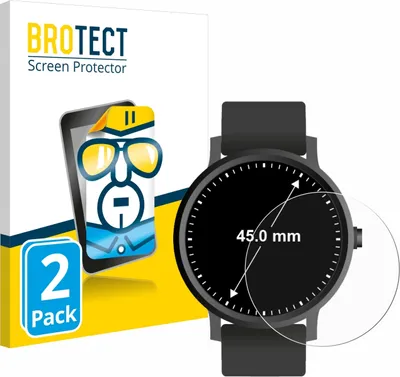 Produktbild von 2x Für Armbanduhren (Kreisrund, ø: 45 mm) Schutzfolie BROTECT Displayschutz Display Schutz Folie Klar Transparent
