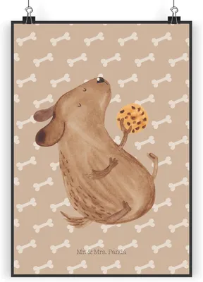 Produktbild von Mr. & Mrs. Panda Bild Hund Keks DIN A4 - Hundeglück - Geschenk, drucke, Hundekekse, Sprüche, Kunstdruck, Hundeleckerli, Design Poster, Hungrig, Leckerli, wanddeko