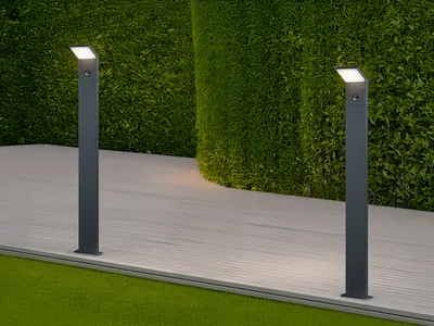 Produktbild von LED Pollerleuchte mit Sensor in Anthrazit 100cm - 2er Set Terrassenbeleuchtung